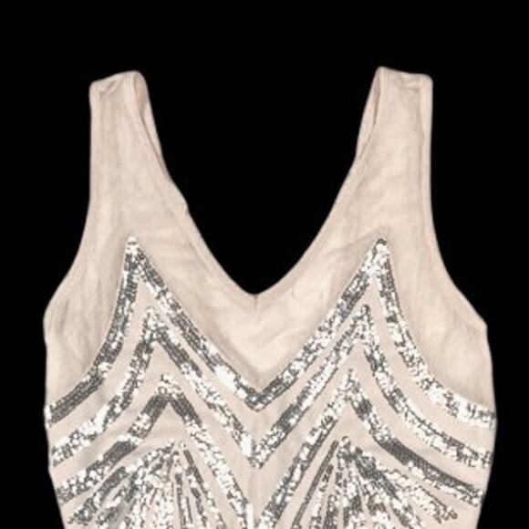 Eden Tan/Silver Beaded Mini Dress | Size XS - Picture 3 of 7